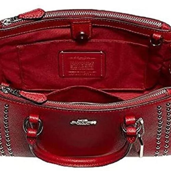 Coach F77910 Surrey Carryall with Border Rivets, Bright Cardinal/Silver - Picture 3 of 7